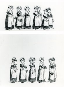 慈善儿童，约1880年（雕刻）。 作者 凯特·格林威（Kate Greenaway）