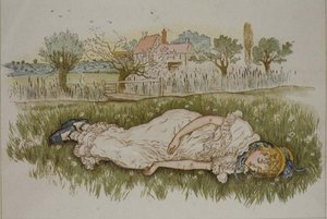 休息，摘自《儿童生活的一天》。 作者 凯特·格林威（Kate Greenaway）