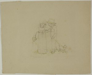两个孩子与狗 作者 凯特·格林威（Kate Greenaway）