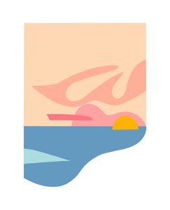 珊瑚天空，2023 年（根据纸上拼贴画原稿绘制的数字插图）