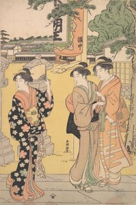 佛教寺院中的博览会游客，约1789年。 作者 胜川俊町