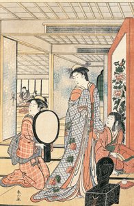 镜子前的女人，作者是胜川顺昌（1726-1792），日本 日本文明 作者 胜川俊町