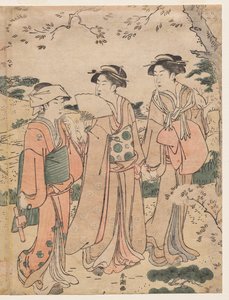 在浅冈山观赏樱花的妇女 作者 胜川俊町