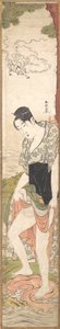 年轻女子在河里洗衣服，18世纪末至19世纪初。