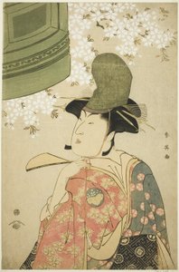 演员中山富三郎在 "道场寺的少女"（"Musume Dôjô-ji"）中饰演白袍舞者 作者 胜川俊英