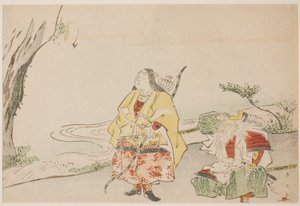 神宫皇后（左）和大臣竹内肃宗（右） 作者 胜川俊英