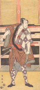 扮演武士的演员市川团十郎五世，1785年。