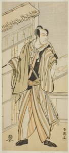 1793年2月在川崎剧场上演的《五千狩相扑曾我》中饰演半嘴长兵卫的演员市川惠比藏（丹朱郎五世）。 作者 胜川俊英