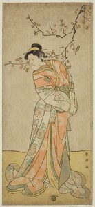 1793 年正月在川崎剧场上演的话剧《五千狩相扑曾我》中饰演候补夫人岩富士的演员市川惠比藏（丹十郎五世）（？） 作者 胜川俊英