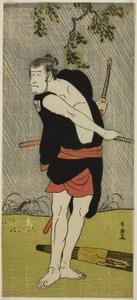 1790 年七月在中村剧场演出的戏剧《Chuko Ryogoku Ori》中饰演小野贞九郎的演员市川驹藏二世 作者 胜川俊英