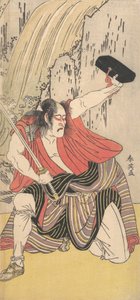 演员 Ichikawa Komazo II 扮演一个拿着剑的人，1789年。 作者 胜川俊英