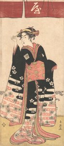 演员Ichikawa Monosuke II在一个不确定的女性角色中，约1789年。