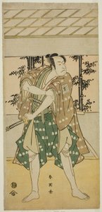 1792 年 11 月在川崎剧院（？）演出的话剧《大船森 Ebi no Kaomise》中饰演船夫 Takihei（？ 作者 胜川俊英