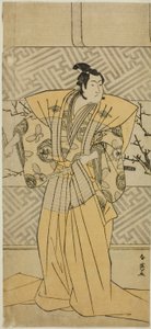 1789 年正月在市村剧场演出的戏剧《曾我的鲤鱼金垣曾我》中饰演曾我五郎时宗的演员岩井半四郎。 作者 胜川俊英