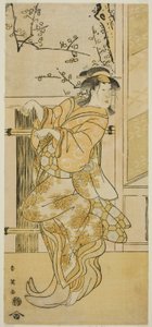 1789 年 11 月在中村剧场演出的戏剧《小町村柴之奏》中饰演伪装成大木的小狐狸（雌狐狸）的演员濑川菊之条三世 作者 胜川俊英