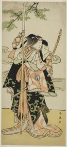 濑川菊之条三世饰演朋江夫人（朋江御前），该剧于十一月在宫古剧场上演，约 1793 年（彩色木刻版画；细工本） 作者 胜川俊英