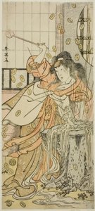 1790 年 11 月在中村剧场演出的《佐代之中山日木之鹤金》中饰演伪装成大作的龙女的演员濑川菊之条三世 作者 胜川俊英