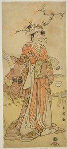 1792 年 11 月在市村剧院演出的戏剧《小金佐久伊达之冲田》中饰演伪装成静香御前的女狐仙大辰御前的演员濑川菊之条三世 作者 胜川俊英