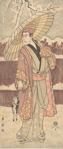 第四幅松本幸之助在伞下行走的人，约1796年。 作者 胜川俊英