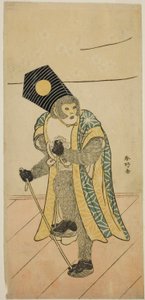 1785 年二月在中村剧场演出的《三人行弥生之雏形》中饰演猴子的演员市村右卫门九世 作者 胜川俊康®̄