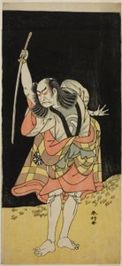 1778 年 8 月在市村剧院（？）演出的戏剧《Koi Nyobo Somewake Tazuna》中饰演一平的演员中村中藏一世（？ 作者 胜川俊康®̄