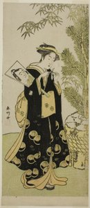 1780 年 3 月在市村剧场演出的话剧《Ume-goyomi Akebono Soga》中饰演 Otora 的演员濑川菊之条三世 作者 胜川俊康®̄