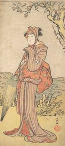 岩井清太郎扮演站在梅花树下的女人，约1788年。
