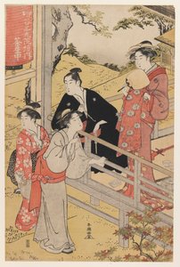 四谷Sankoin Temple的茶馆（彩色木版画）