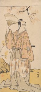演员，泽村宗三郎拿着一把打开的扇子，约1779年。