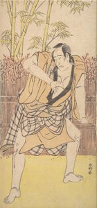 第二幅Ichikawa Komazo作为一个男人站在一个戏剧性的态度，约1790.，约1790.。 作者 胜川俊子