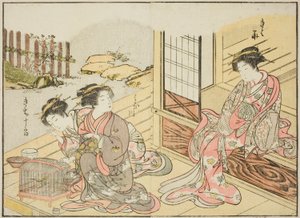 影满家的歌妓，选自《妓院美女镜》（Seiro bijin awase sugata kagami），第 1 卷。 作者 胜川俊章
