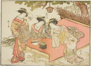雅达雅的歌妓，选自《妓院美女镜》（Seiro bijin awase sugata kagami），第 1 卷。 作者 胜川俊章