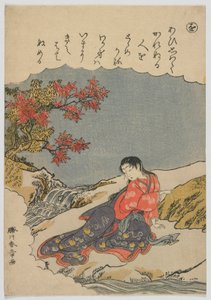 伊势物语的时尚锦画：wo，梓弓，江户时代，c.1772-73（彩色木版画）