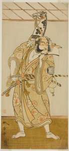 1773 年正月在盛田剧院上演的戏剧《伊郎莳绘曾我之坂月》中饰演朝比奈三郎的演员岚三郎二世 作者 胜川俊章