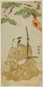 1772 年正月在市村剧院演出的戏剧《菅原登州天乐神》中饰演樱丸的演员岚三郎二世 作者 胜川俊章