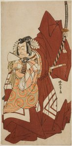 1776 年 11 月在中村剧场演出的话剧《菅田花之雪》中饰演汉尼亚五郎的演员市川团十郎五世 作者 胜川俊章