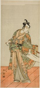 1772 年 11 月在森田剧场（？）演出的《伊豆五代目柴之干将》（？）中饰演工藤花西的演员市川团十郎五世（？ 作者 胜川俊章