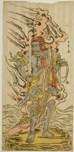 1780 年 11 月在中村剧场演出的《风车西木之若矢中》中饰演不动明石像的演员市川团十郎五世 作者 胜川俊章