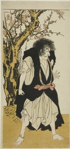 1778 年 11 月在森田剧场演出的戏剧《伊达锦缎：对立的武士》第五场中饰演冈米谷叛逆僧侣婉月的演员市川团十郎五世 作者 胜川俊章