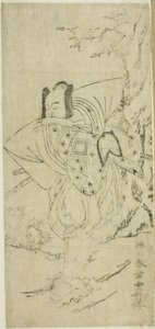 1770 年 11 月在中村剧场演出的《鵺之森一叶之马托》中饰演一之早田忠三的演员市川团藏三世 作者 胜川俊章