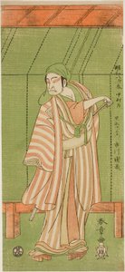1771 年正月在中村剧场上演的话剧《堺町曾我念大木》中饰演船夫黑船中右卫门的演员市川团藏三世 作者 胜川俊章