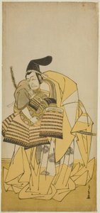 1776 年正月在市村剧院演出的戏剧《Kamuri Kotoba Soga no Yukari》中饰演工藤左卫门的演员市川惠比藏三世 作者 胜川俊章