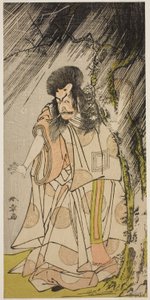 1776 年 8 月在市村剧场演出的戏剧《菅原电击天雷神》中饰演雷神（菅原道真化身）的演员市川惠比藏三世 作者 胜川俊章