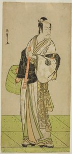 1792 年正月在市村剧场演出的《和歌村崎江户高曾我》一剧中，演员市川惠比藏饰演伪装成小武藏的工藤肃宗 作者 胜川俊章