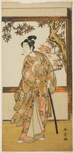 1773 年 11 月在中村剧场演出的《五桧观人町》中饰演篠神部昌次雪平的演员市川门之助二世 作者 胜川俊章