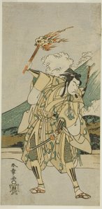 1772 年正月在中村剧场（？）演出的《春和曾我曙光之志》中扮演曾我五郎时宗的演员市川门之助二世（？ 作者 胜川俊章