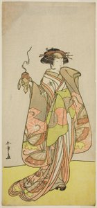 1776 年正月在森田剧场上演的戏剧《园京大富士之菅神》中饰演歌妓葵葵坂之庄的演员市川门之助二世 作者 胜川俊章