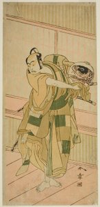 1772年11月在中村剧场演出的《大五郎惠比多筱冢》（Oyoroi Ebido Shinozuka）中饰演足利元治的演员市川耀造二世（Ichikawa Yaozo II 作者 胜川俊章