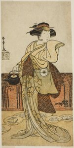 1779 年正月在中村剧场演出的话剧《五桧念曾我》中饰演月佐代的演员岩井半四郎。 作者 胜川俊章
