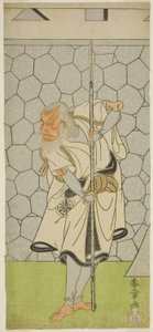 1770 年 6 月在中村剧场演出的戏剧《片垣内中子加贺美》中饰演菊地兵库成景的演员松本小四郎三世 作者 胜川俊章